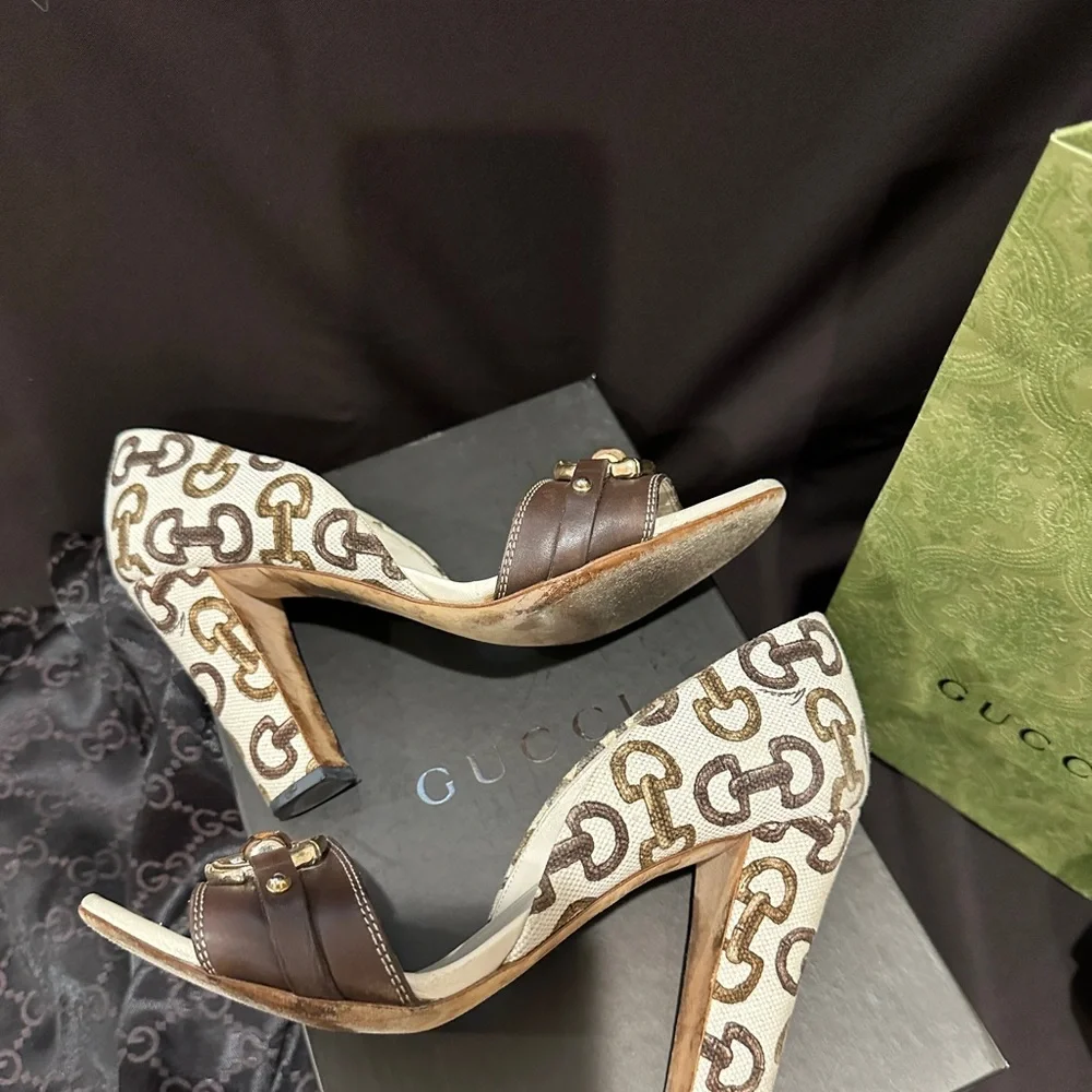 Relived Sand Tess, Senna Horsebit Bamboo MD/Lifford Gucci Heels -Accept offers. - Picture 4 of 7